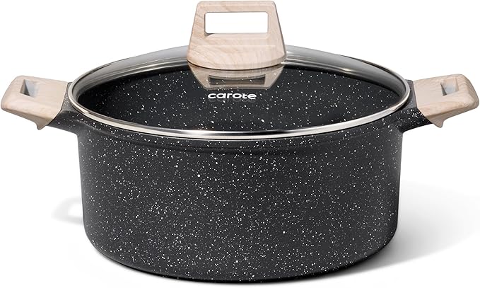 CAROTE Nonstick Stock Pot with Lid Soup Pot, 6 Quart Casserole with Lid, Easy to Clean Non Stick Cooking Pot,Pasta Pot