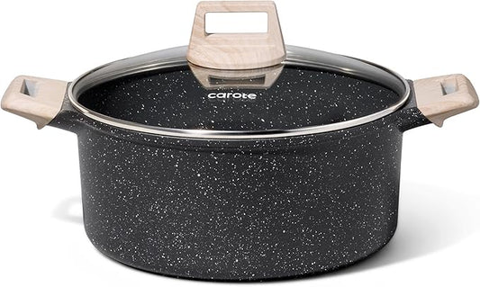 CAROTE Nonstick Stock Pot with Lid Soup Pot, 6 Quart Casserole with Lid, Easy to Clean Non Stick Cooking Pot,Pasta Pot