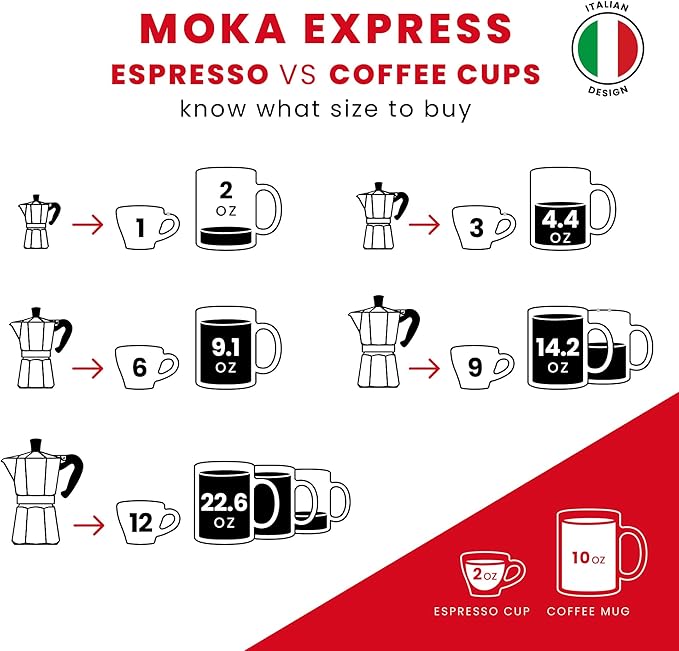 Bialetti - Moka Espress: Iconic Stovetop Espresso Maker, Makes Real Italian Coffee, Moka Pot 6 Cups (6 Oz), Aluminium, Silver