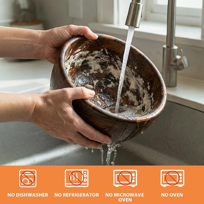 Premium Walnut Wood Mixing Bowl Compatible with KitchenAid 4.5 & 5 QT Tilt-Head Models