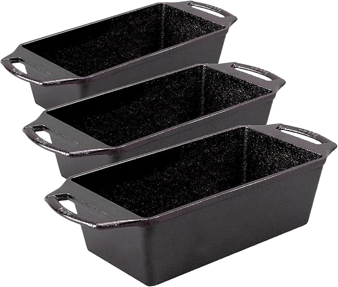 Lodge Cast Iron Loaf Pan 8.5x4.5 Inch,Black,(Pack of 3)