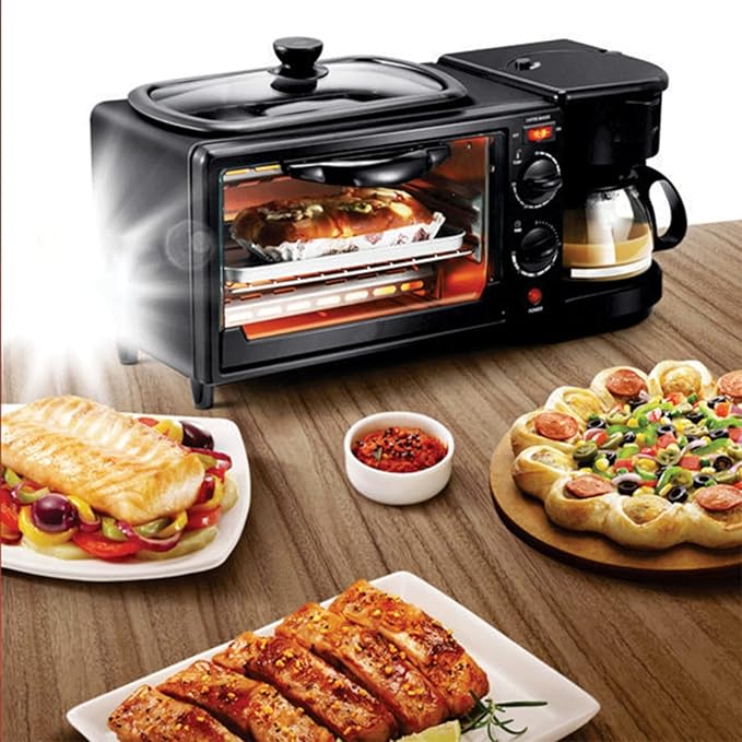 Toasters， Electric Oven 3 In 1 Breakfast Making Machine Multifunction Drip Coffee Maker Household Bread Pizza Frying Pan Toaster