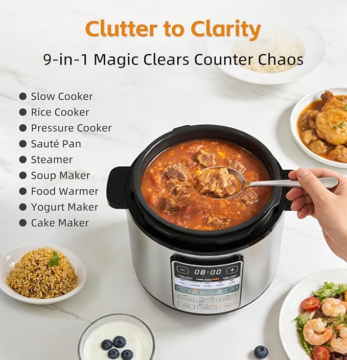 Fullwill Dual-Pot Electric Pressure Cooker, 12-in-1 Multi-Cooker with 6QT Stainless Steel & 5QT Ceramic Pot, for Pressure Cook, Slow Cook, Yogurt & More