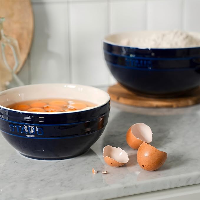 STAUB Ceramic 2-pc Nested Mixing Bowl Set - Dark Blue