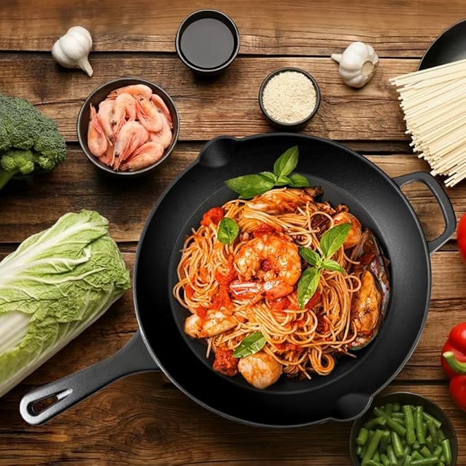 3-Piece Cast Iron Skillet Set (6” 8” 10”) – Pre-Seasoned Frying Pan Trio, Holiday Cooking Essentials, Versatile Oven Safe Cookware Set