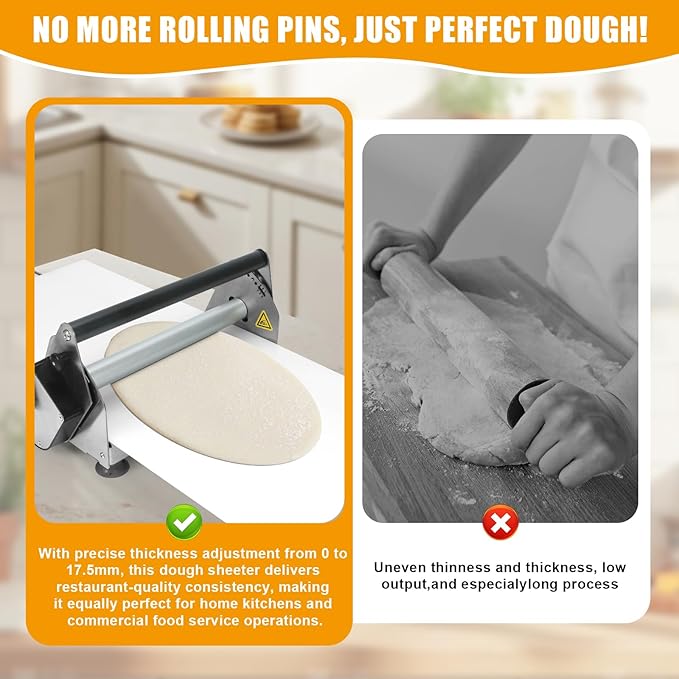 Dough Sheeter 12", Folding Dough Rolling Machine with 2 Rolling Boards, Compact Manual Dough Sheeter Machine