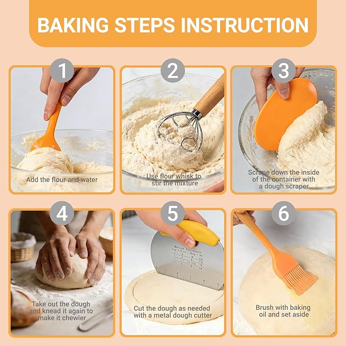 Sourdough Bread Baking Supplies,Sourdough Starter Kit,2 Cotton Rope Banneton Proofing Basket,Bread Proofing Basket Making Tool Kit,Sour Dough Kit Tools,Baking Gifts for Women,Bakers,Wife,Mom