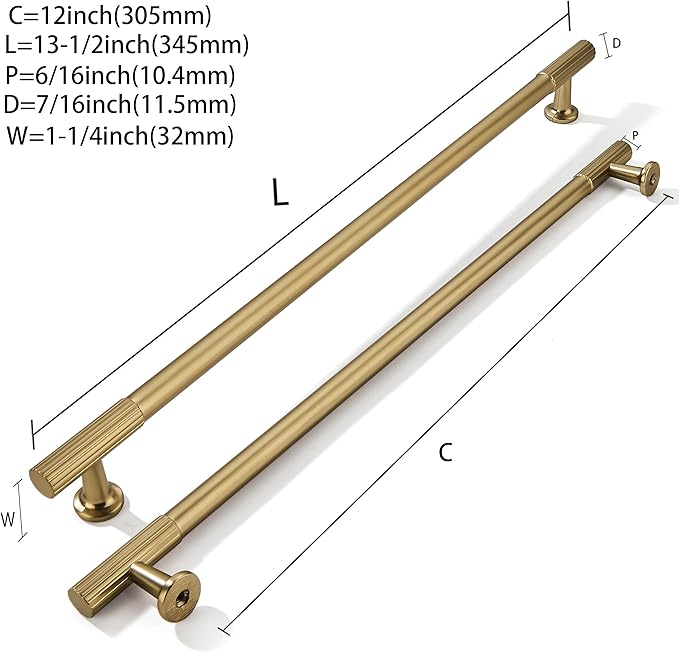 khtumeware 12 Inch Hole Center 5 Pack Champagne Bronze Heavy Duty Solid Satin Brass Cabinet Pulls, Kitchen Drawer Handles, for Dresser cabinets, cabinets