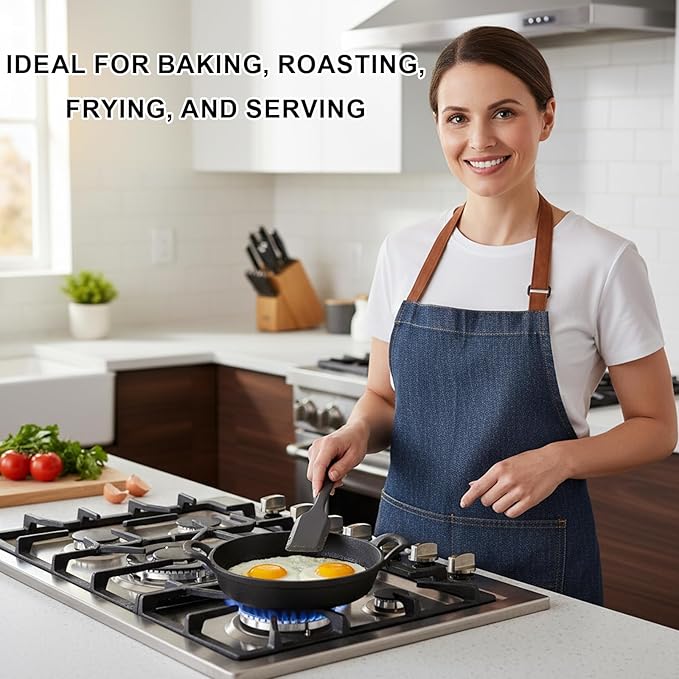 Mini Cast Iron Skillets Set of 6, 5 x 5 x 1.3 Inch Small Cast Iron Pan with Handles, Mini Ramekins Round Black Casserole Dish Cookware Small Skillets for Serving Food Frying Baking Cooking Roasting