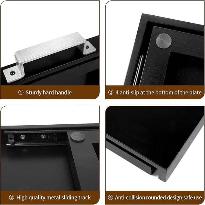 Wood Appliance Slider with Rolling Wheels - Coffee Maker Stand for Kitchen Counter Organization - Fits Air Fryer, Mixer, Toaster - Smooth Glide Tray