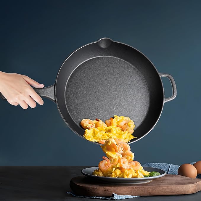 Cast Iron Skillet Set (10” + 12”) – Heavy-Duty Pre-Seasoned Cookware Set, Holiday Kitchen Essentials, Oven Safe Frying Pan Combo