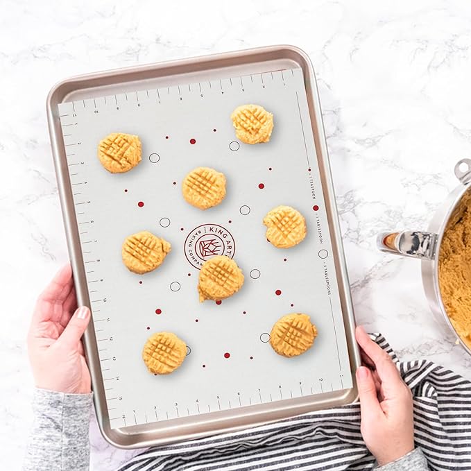 King Arthur Baking Company Cookie Mat, Oven Safe Silicone Reusable Baking Mat, For Precise Cookie Dough Spacing And Placement, Fits Half-Size Pans (Pack of 2)