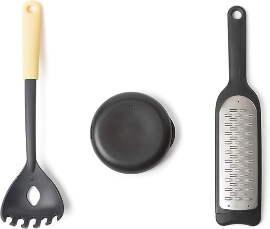 Brabantia Tasty+ Cook & Serve - Italian Chef Set with Spaghetti Spoon, Slice Grater & Pizza Cutter