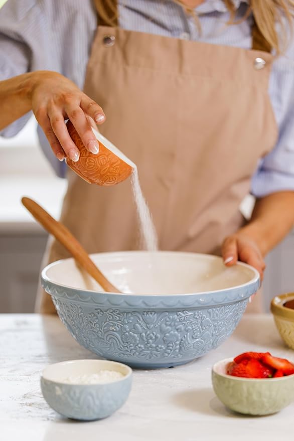Mason Cash Home to Roost 200ml Preparation Bowls Set of 4 Stoneware Folk-Inspired Hen and Cockerel Style Multicolored Pinch Pots Dip & Dessert Dishes Dishwasher & Microwave Safe Kitchenware