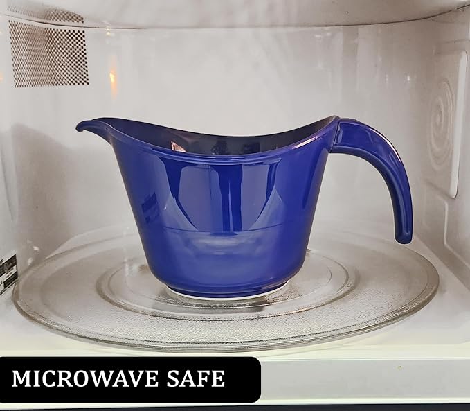 Reston Lloyd, Batter Bowl With Pour Spout, Non-Slip Base, Erogonomic Space Saving Detachable Handle, 2 QT Heavy Duty BPA-Free Microwave & Dishwasher Safe, Indigo