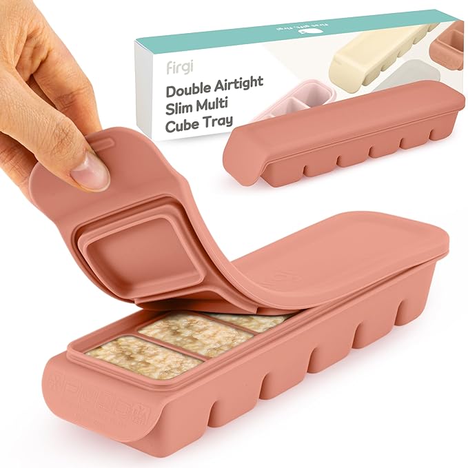 Silicone Ice Cube Freezer Tray with Lid, 100% Food-Grade Platinum Silicone,Leak Resistance & Dishwasher Safe for Baby Food Prep,Breast Milk,Purees, Korean Made (Indie Pink 2-Pack 1 oz/6 ct)