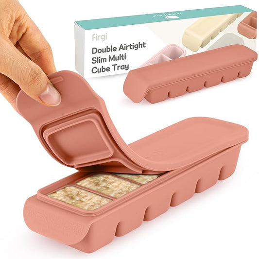 Silicone Ice Cube Freezer Tray with Lid, 100% Food-Grade Platinum Silicone,Leak Resistance & Dishwasher Safe for Baby Food Prep,Breast Milk,Purees, Korean Made (Indie Pink 2-Pack 1 oz/6 ct)