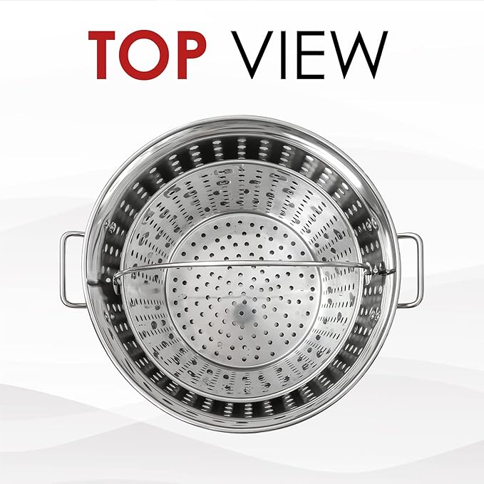 CONCORD Stainless Steel Stock Pot w/Steamer Basket. Cookware great for boiling and steaming (80 Quart)