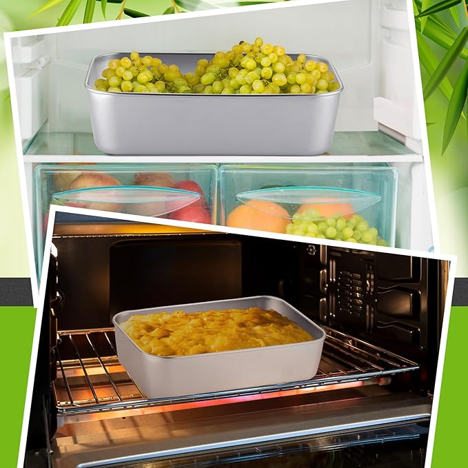 2 Sets Stainless Steel Cake Pan with Lid 6 x 9 Inch Rectangle Bread Loaf Pans with Cover Rectangle Baking Bakeware for Bread Cake Brownies, Dishwasher Safe (Classic Style)