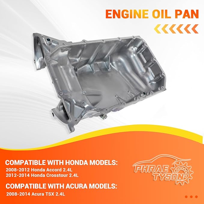 Engine Oil Pan with Gasket Compatible with 2008-2012 Honda Accord 2012-2014 Crosstour 2008-2014 Acura TSX 2.4L 2354cc L4 144 Replaces # 11200-R40-A00