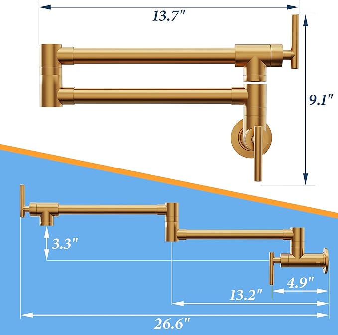 Pot Filler Faucet Gold Commercial Wall Mount Stove Faucet Wall Mount Kitchen Sink Pot Filler Facuet