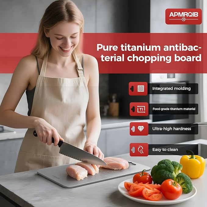 Titanium Cutting Boards for Kitchen,100% Pure Titanium Cutting Board Set of 3, Double Sided Non Toxic Cutting Board, Hygiene Durable Dishwash
