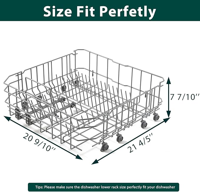 20000533 20007189 Dishwasher Lower Rack Replacement Parts for Bosch Lower Basket 20.9’’ x 21.8'' Bosch SHP865ZD5N SHE68T55UC 300 500 800 Series Dishwasher Bottom Dishrack Crockery Drawer 1 Pack