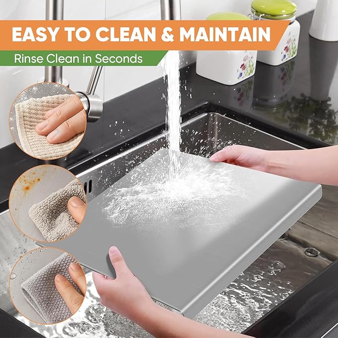 Stainless Steel Cutting Board with Non-Slip Pads - Large Kitchen Chopping Board for Baking, Meat, Vegetables & Bread - Dishwasher Safe Easy-Clean Food Prep Pan (11.8inch*11.8inch(30*30cm))