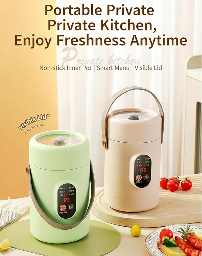 Multifunctional Health Pot, 500W Portable Mini Electric Cooker with Ceramic Glaze Inner & Steamer, Small Slow Cooker with 12-Hour Reservation, for Porridge, Rice, Soup & Steaming (1200ml-Pink)