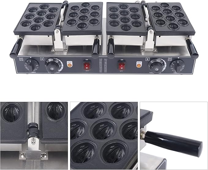 Electric Walnut Cake Maker, 1500W Toaster Baking Breakfast Pan Oven with Temperature Control 20pcs Capacity Electric Nut Waffle Bread Maker for Cooking Breakfast Holiday Parties
