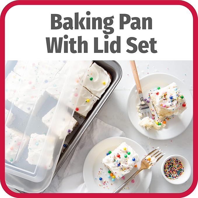 GoodCook Set of 2 Nonstick Steel 13" x 9" Cake Baking Pans with Covers,Gray,(Pack of 6)