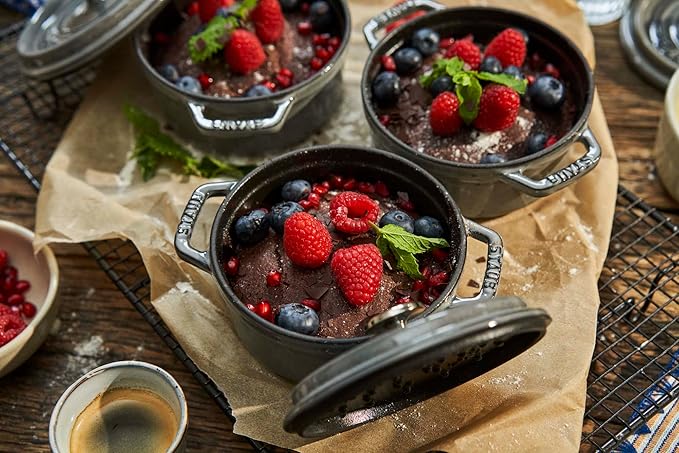 Staub Cast Iron 0.5-qt Round Cocotte - Graphite Grey, Made in France