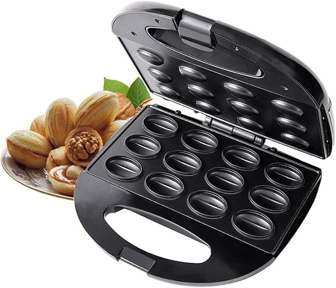 Walnut Cookie Maker, Oreshki Nuts 12 Skillet, US Plug 110V 750W Power Double Sided Heating Compact Non Stick Oreshnitsa Maker Walnut Cookie Maker for Easy Cleaning