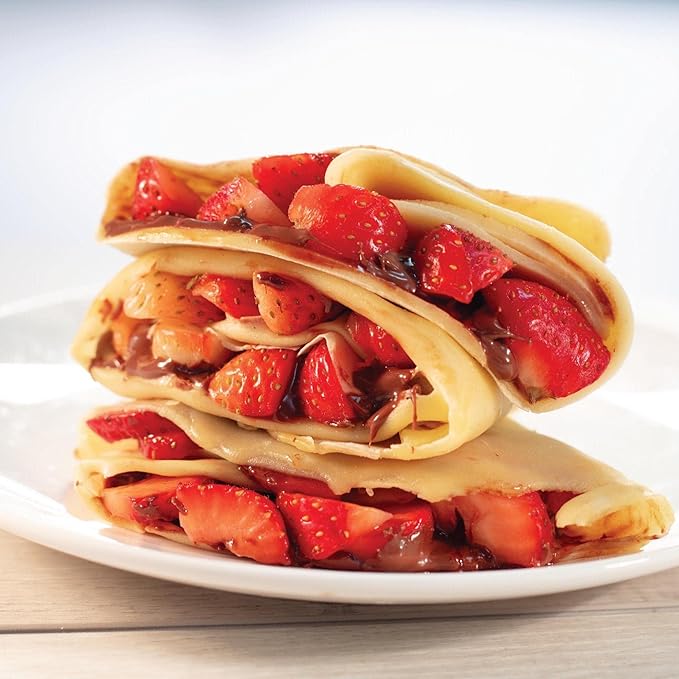 CucinaPro Cordless Crepe Maker- Easter Breakfast Essential w FREE Recipe Guide, Non-Stick Dipping Plate, Electric Base, Batter Spatula- Portable Hot Plate Compact Baker, Morning Dessert Gift for Her