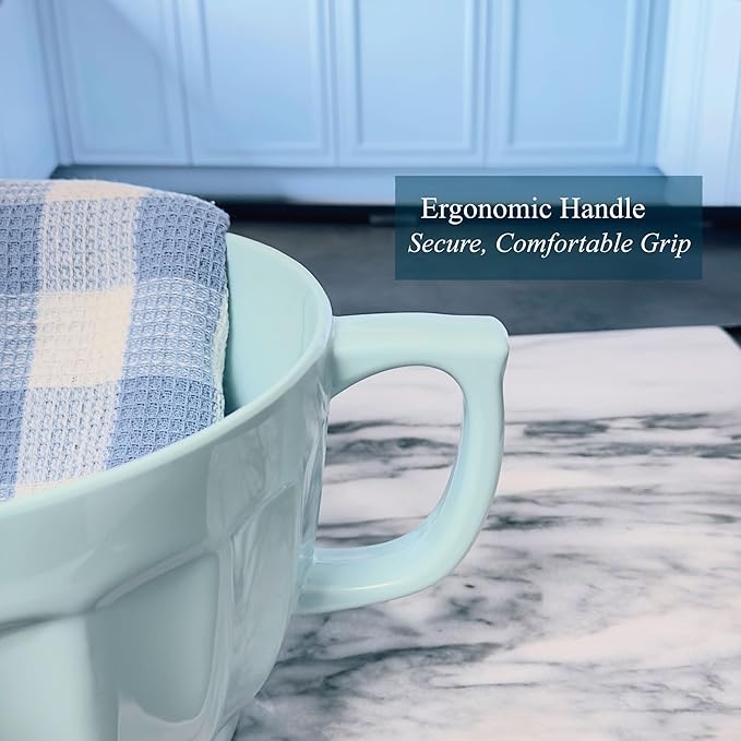 UP UPware Latte Style Melamine Batter Bowl with Pour Spout, Handle and Non-Slip Base, Grip Handle for Easy Mix and Pour, Home Essentials Cooking and Baking Tools, 4.3 quart, 11.5 x 8.75 Inch, Blue