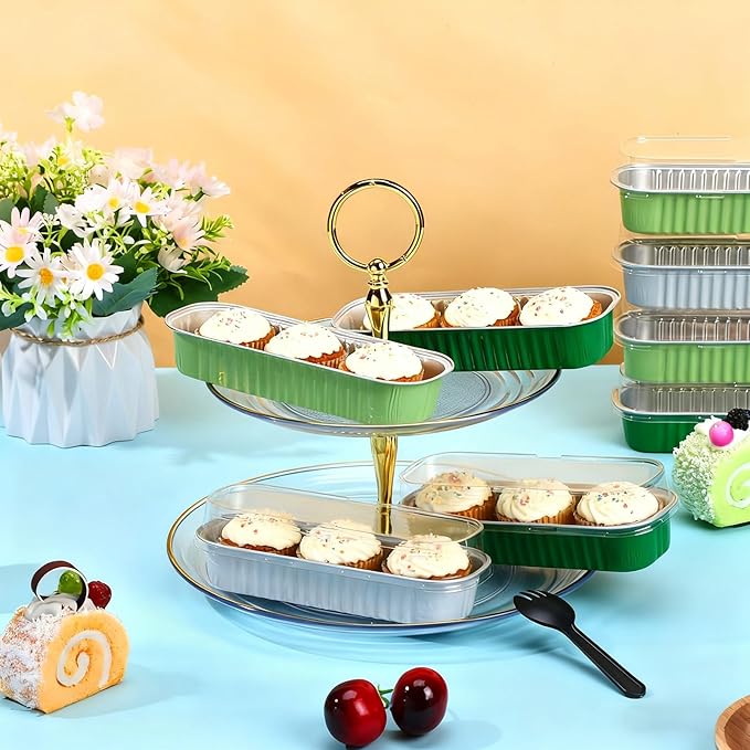 540 Pcs St. Patrick's Day Mini Loaf Pans with Lids and Spoons 6.8 oz Rectangular Aluminum Foil Baking Pans Mini Cake Tins for Bread Desserts