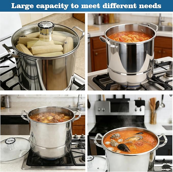LINMAGCO Canning Supplies Starter Kit - Canning Pot, Water Bath Canner with Lid & Steam Canner with Rack