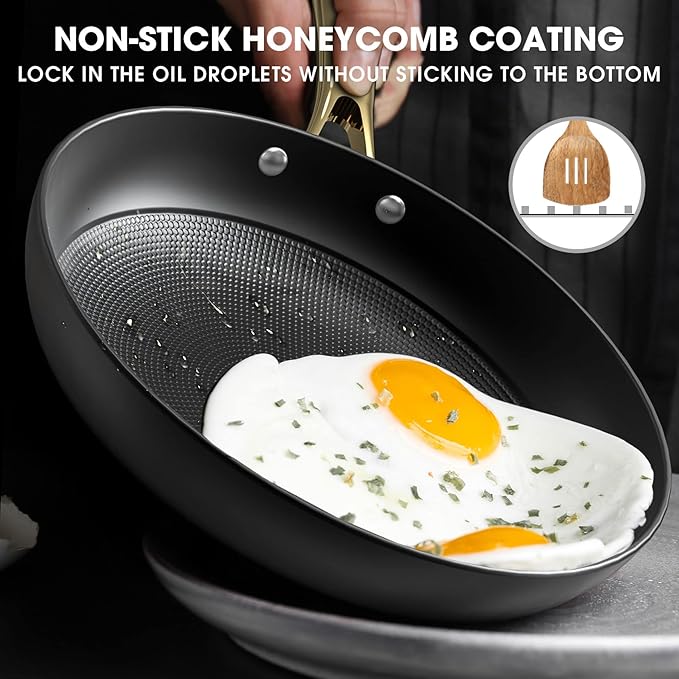 imarku 3 Pcs Non Stick Frying Pans Set, 8+10+12 Inch Nonstick Cast Iron Skillets with Stay Cool Metal Handle, Dishwasher & Oven Safe, Induction Compatible Cooking Pan