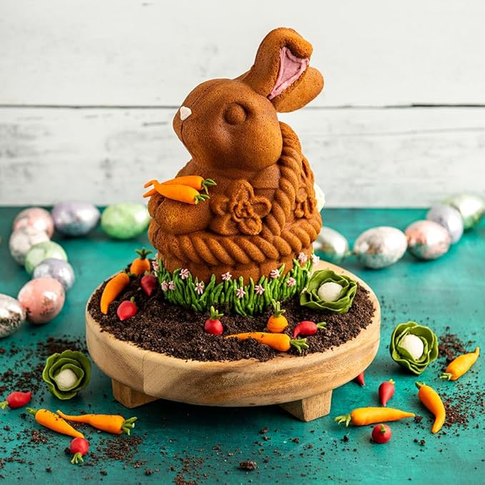 Nordic Ware Bunny in Basket 3D Cake Pan, 10 Cup, Toffee
