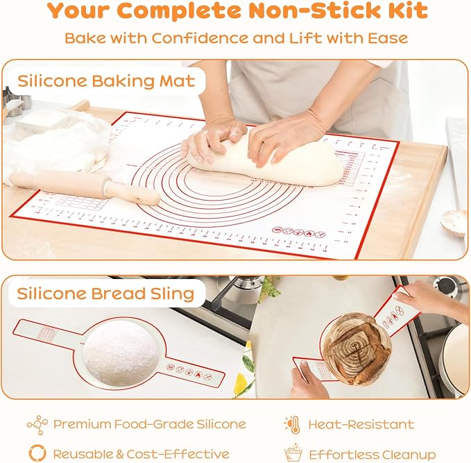 Sourdough Starter Kit, 9" Round & 10" Oval Banneton Bread Proofing Basket, Sourdough Bread Baking Supplies with Sourdough Starter Jar & Bread Slicer, Sour Dough Kit Gifts for People Who Love Baking