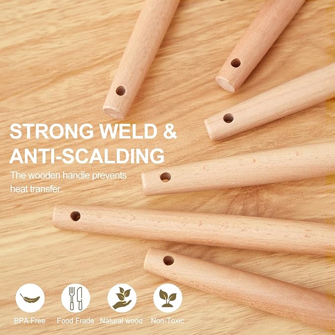 Kitchen Utensils Set - 34 PCS Non-Stick Silicone Cooking Utensils Set Spatula Set with Holder, Wooden Handle Spoon,Brush,Whisk Kitchen Gadgets Tools Set for Nonstick Cookware (Khaki-34P)