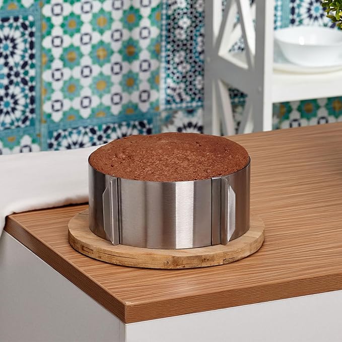 HARFINGTON 6" to 12" Cake Ring 8cm High Adjustable Round Cake Ring Stainless Steel Mousse Baking Moulds Bakeware Supplies for Baking Cooking Making Tool