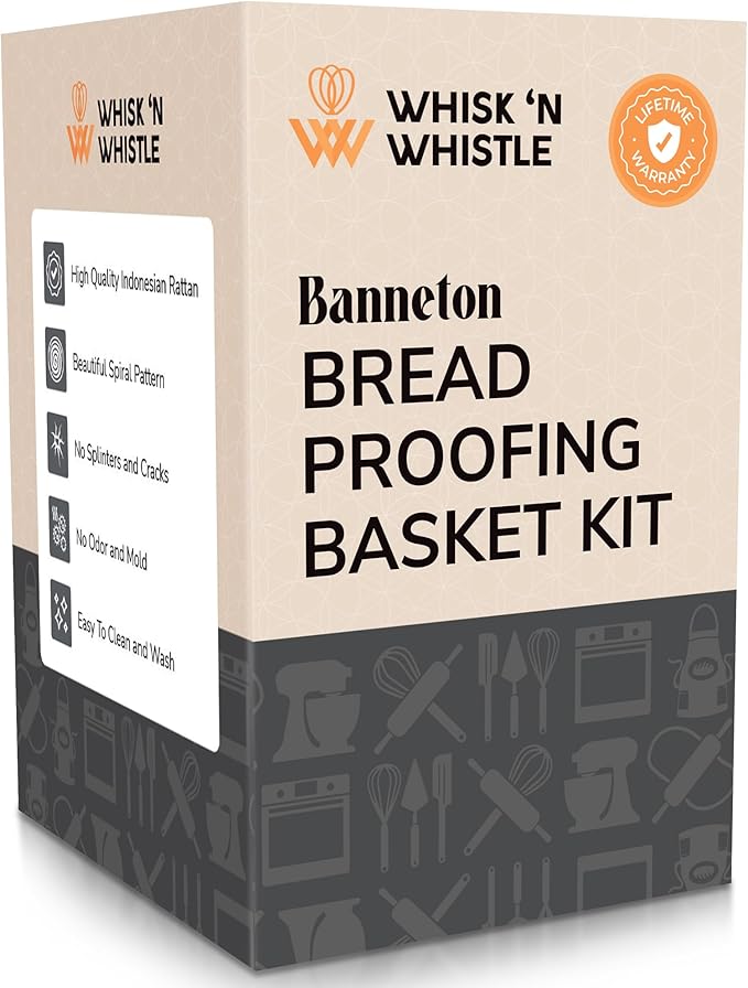 Banneton Bread Proofing Basket Set – Complete Sourdough Bread Baking Supplies – Sourdough Starter Kit – Sourdough Proofing Basket Gift for Bakers - Bread Baskets (9" Round & 10" Oval)