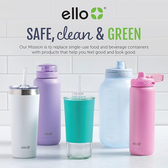 Ello Duraglass 2-Pack 2 Cup Reusable Glass Container Jar with Leak Proof Lids and Protective Silicone Sleeves | Perfect for Overnight Oats, Snacks, Yogurt | BPA-Free | Dishwasher Safe | Halogen Blue