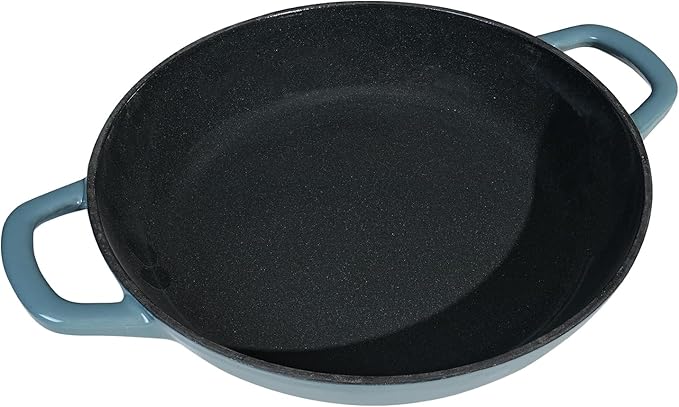 Braiser Enameled Cast Iron Braiser 2.25 qt Braiser Pan with Lid Slateblue Shallow Cast Iron Casserole Braiser Pan with Handels
