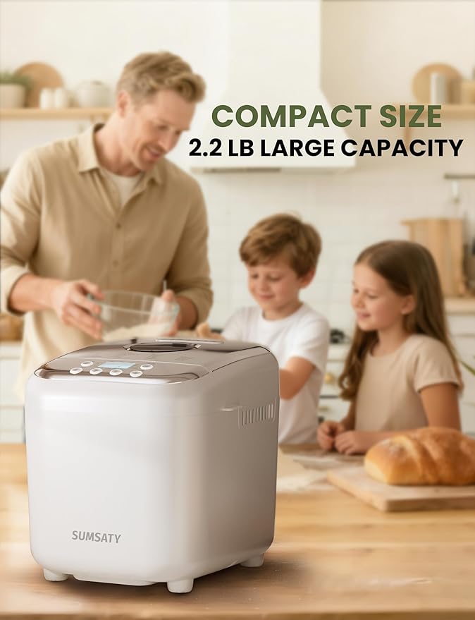 Bread Maker, 2.2LB 16-in-1 Bread Machine, Automatic Bread Maker Machine with Nonstick Ceramic Pan & 15H Timer & 1H Keep Warm for Beginner, Breadmaker with Gluten-Free, French, Yogurt, Recipe