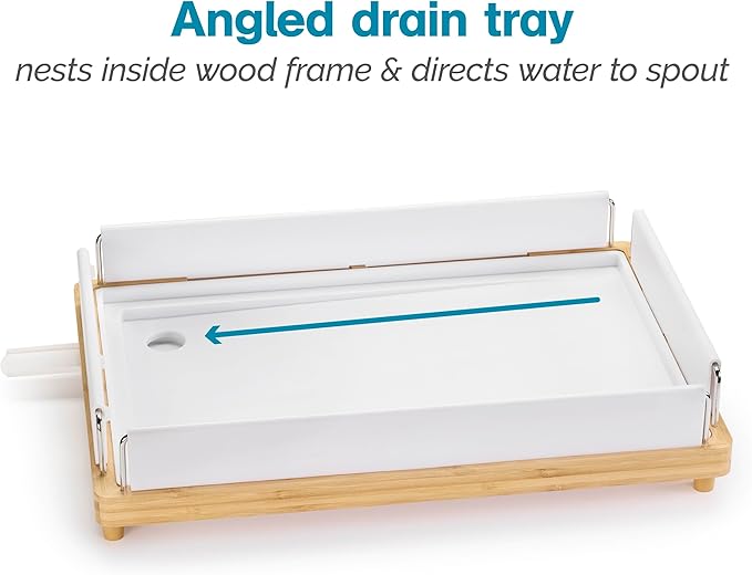 Polder Harmony Dish Rack, Sturdy Dish Drying Rack with 2 Open-Pattern Drain Trays, Dish Racks for Kitchen Counter, Drying Rack for Kitchen Storage, 19.6" x 13.5" x 6.2", White