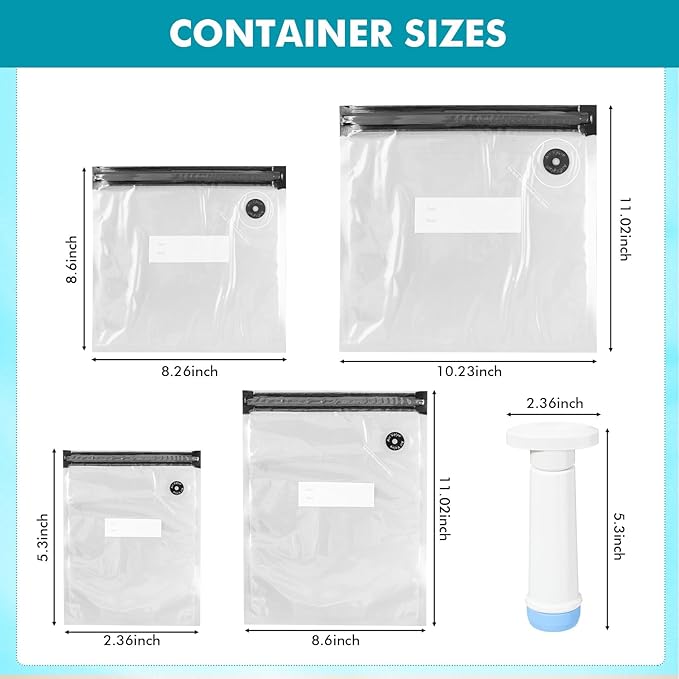 LemonRoad 33 Piece Vacuum Seal Storage Food Containers with Lids (6Containers&6 Lids&20 Sealable Bags&1 Hand Vacuum Pump), Meal Prep Containers with Lid, Airtight and Leak Proof (Black)