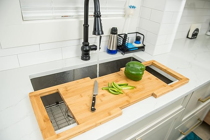 Bamboo Expandable Over The Sink Cutting Board