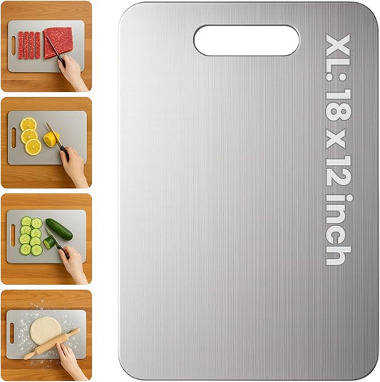 Titanium Cutting Board, 100% Pure Titanium Cutting Boards for Kitchen – Non Stick, Food-Grade, Hygiene & Durability Chopping Mat, Double Sided Chopping Board, Dishwasher Safe (17.7 x 11.8 inch)